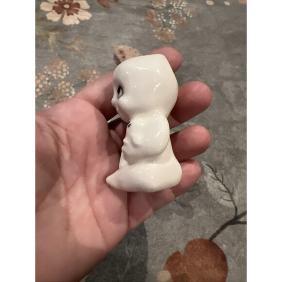 Rare Vintage Macrame Bead Ceramic Baby Ghost Ghost Baby Doll Figurine Halloween - Picture 4 of 8